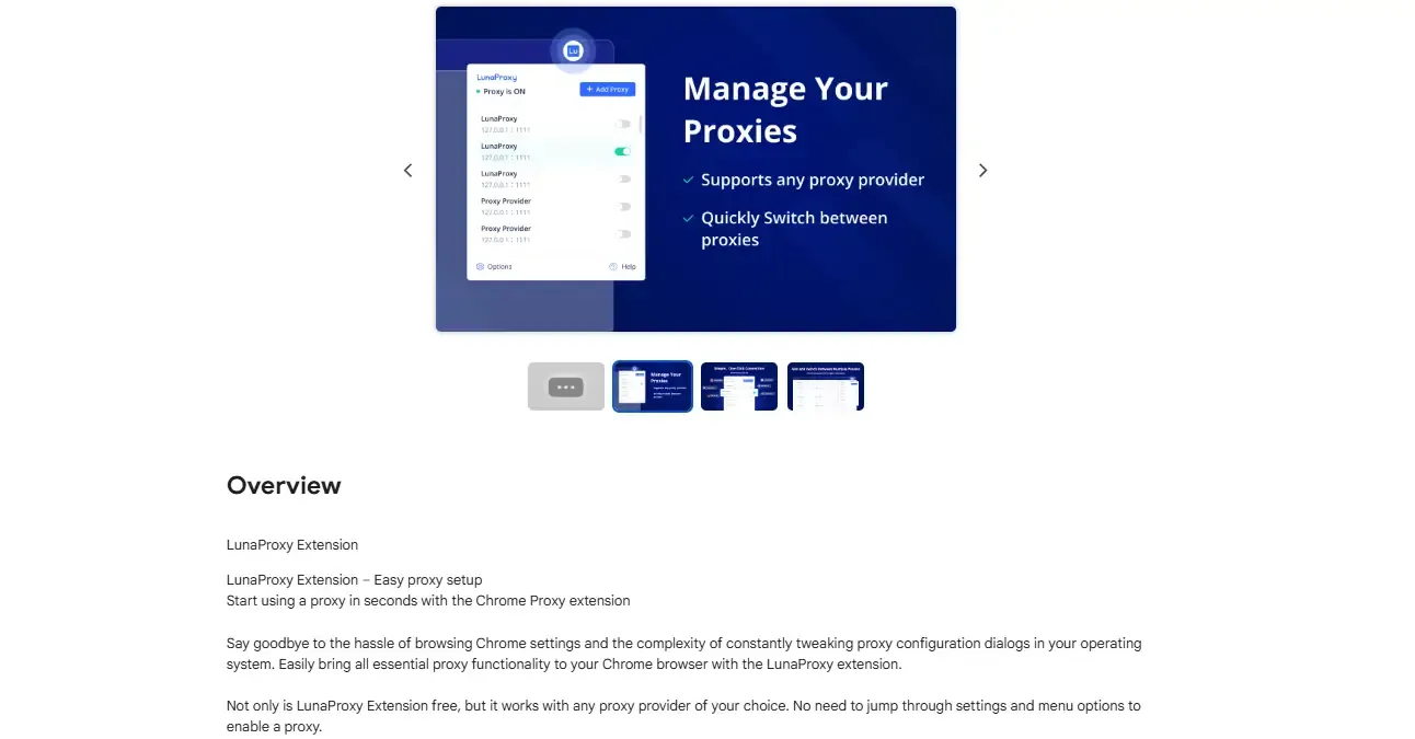 Use the LunaProxy Chrome Extension