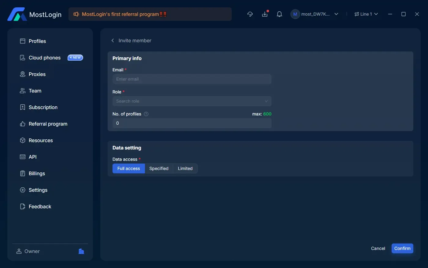 MostLogin 團隊管理